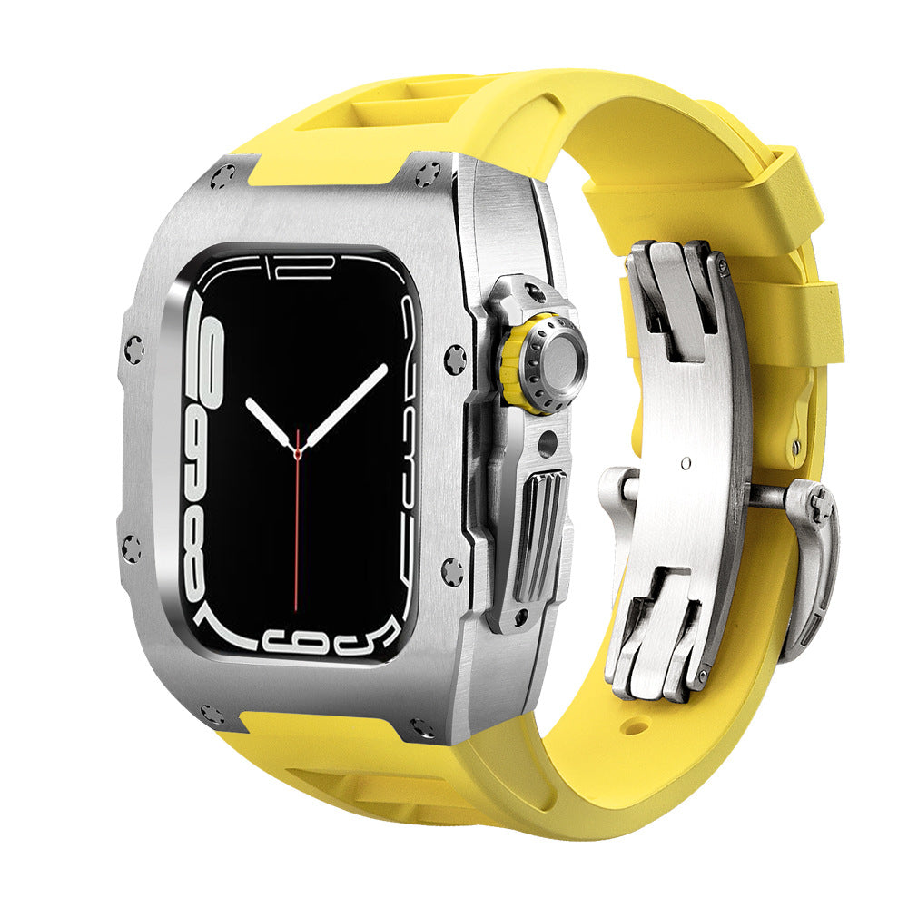 RM Series Fluororubber Band Stainless Steel Case Retrofit Kit For Apple Watch