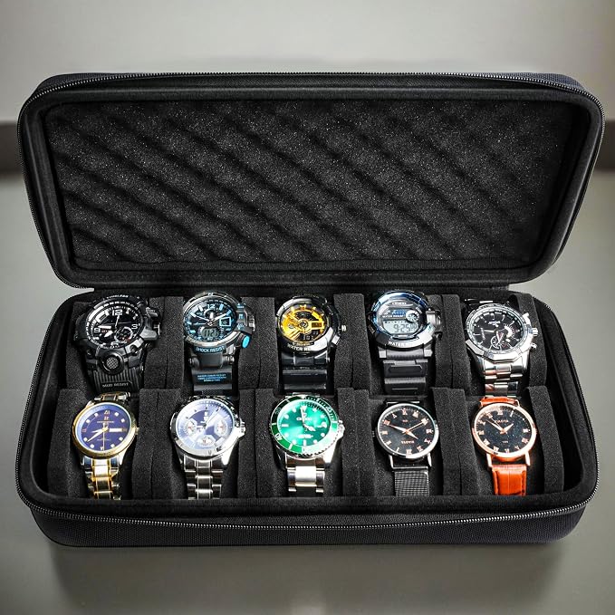 10 slots watch travel case, Hard Portable watch carry storage organizer box