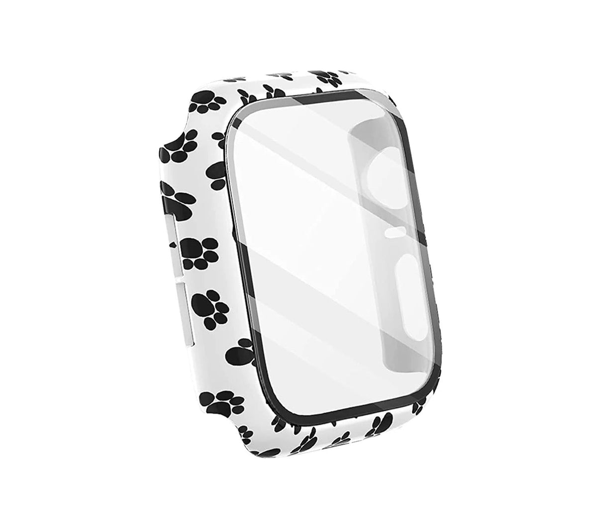 Printed Hard Case With Tempered Glass Screen Protector For Apple Watch Multiple Colors Available