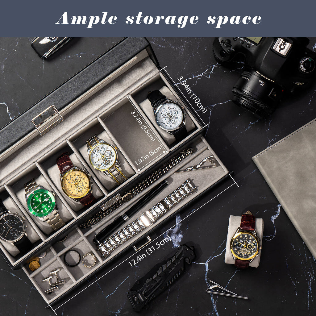 2-Layer Watch Box with Glass Lid, Jewelry Organizer Display Case | ProCase