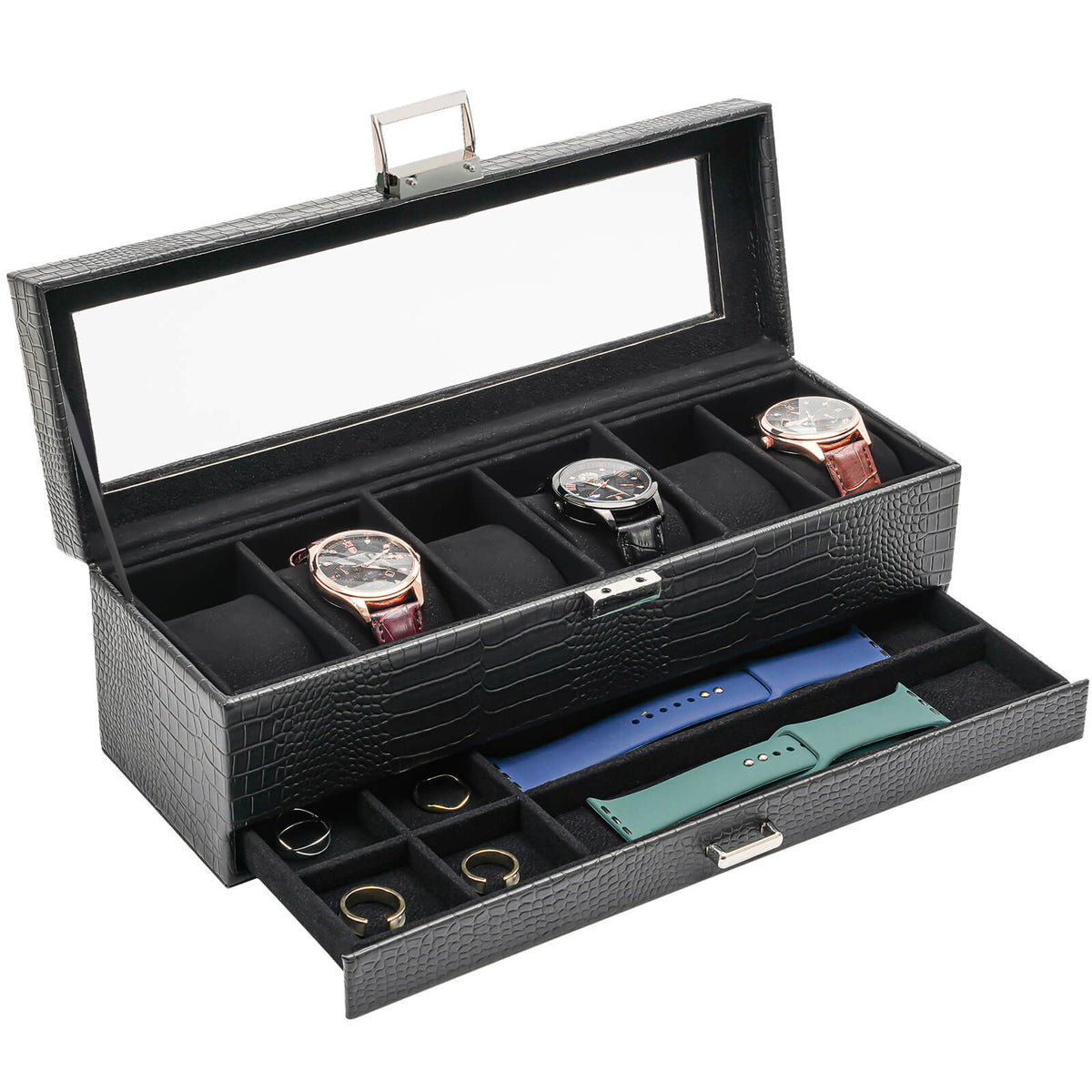 2-Layer Watch Box with Glass Lid, Jewelry Organizer Display Case | ProCase
