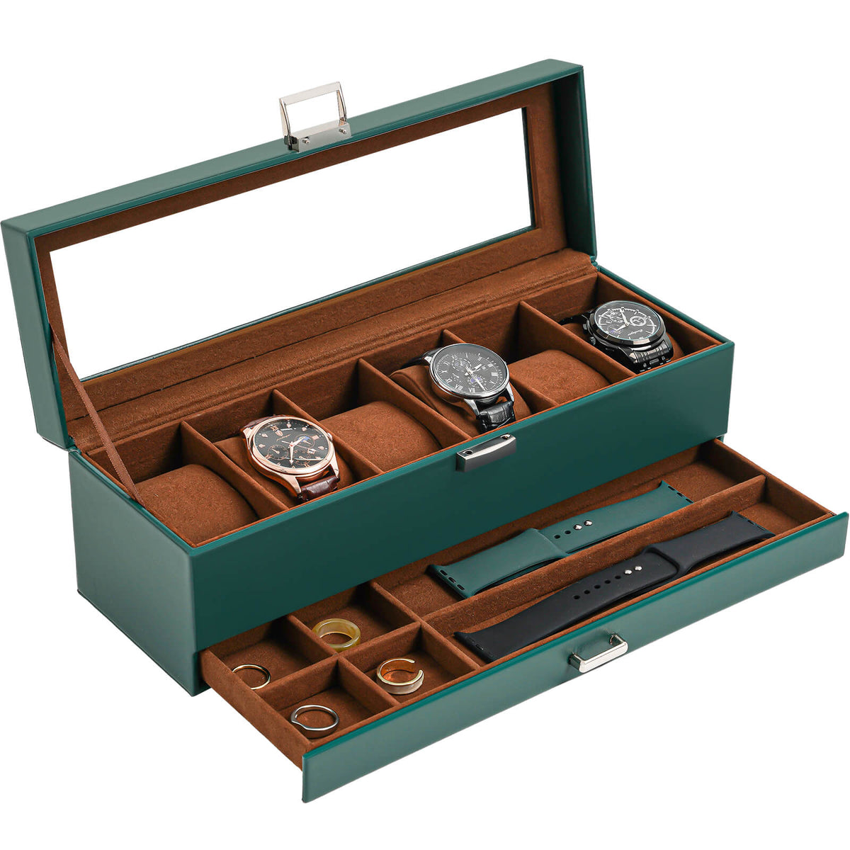 2-Layer Watch Box with Glass Lid, Jewelry Organizer Display Case | ProCase