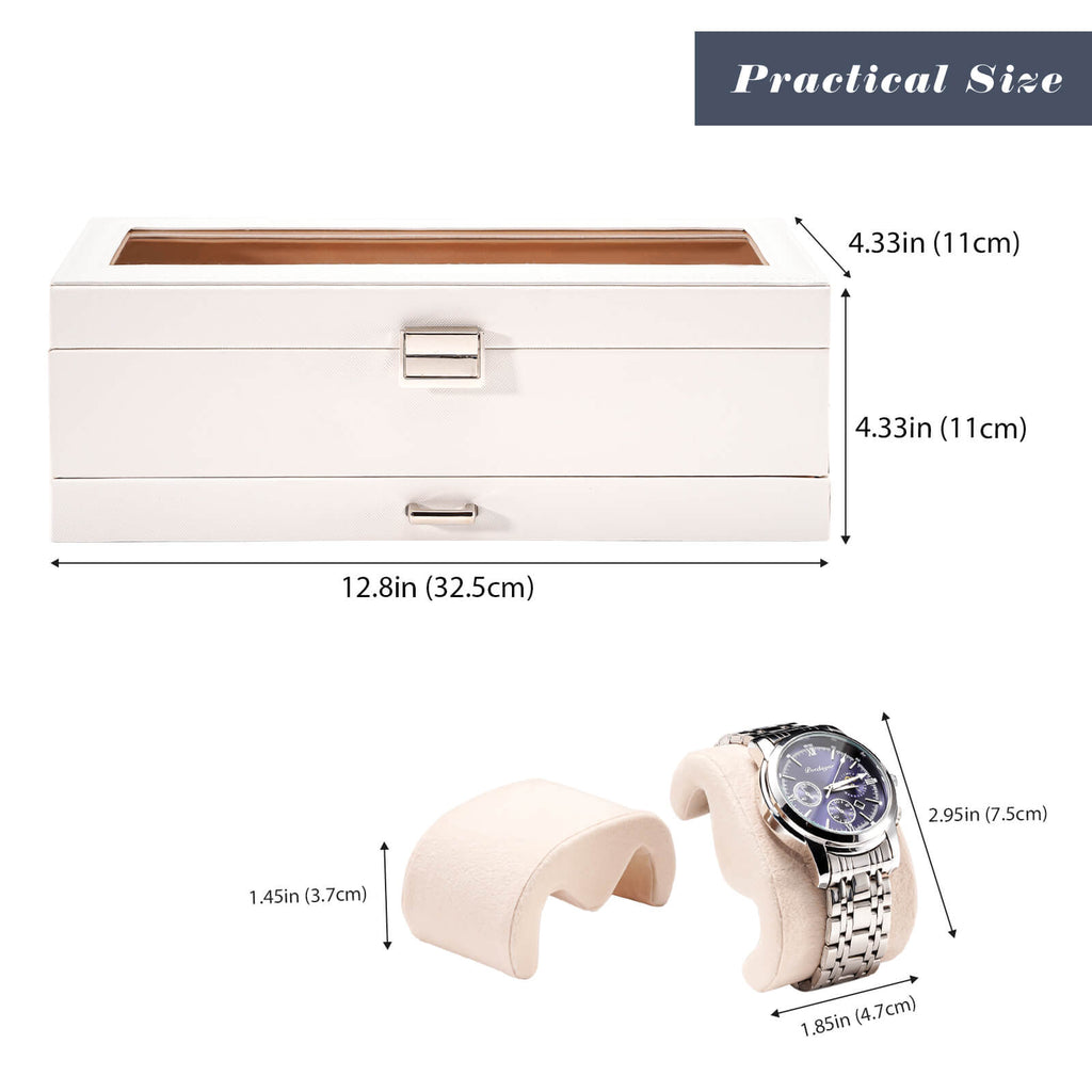 2-Layer Watch Box with Glass Lid, Jewelry Organizer Display Case | ProCase