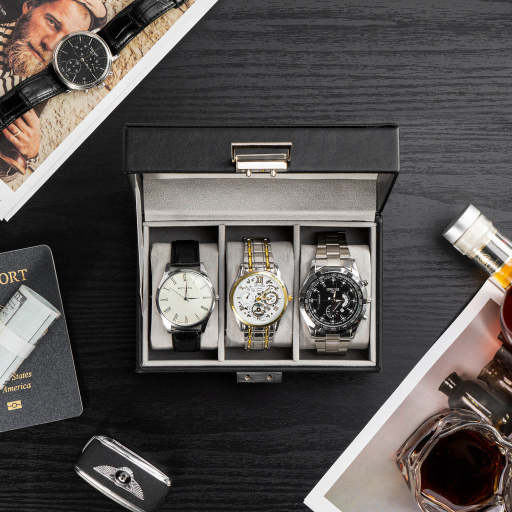 Watch Box with Glass Lid, 3-18 Slots PU Leather Watch Storage Organizer & Display Case | ProCase
