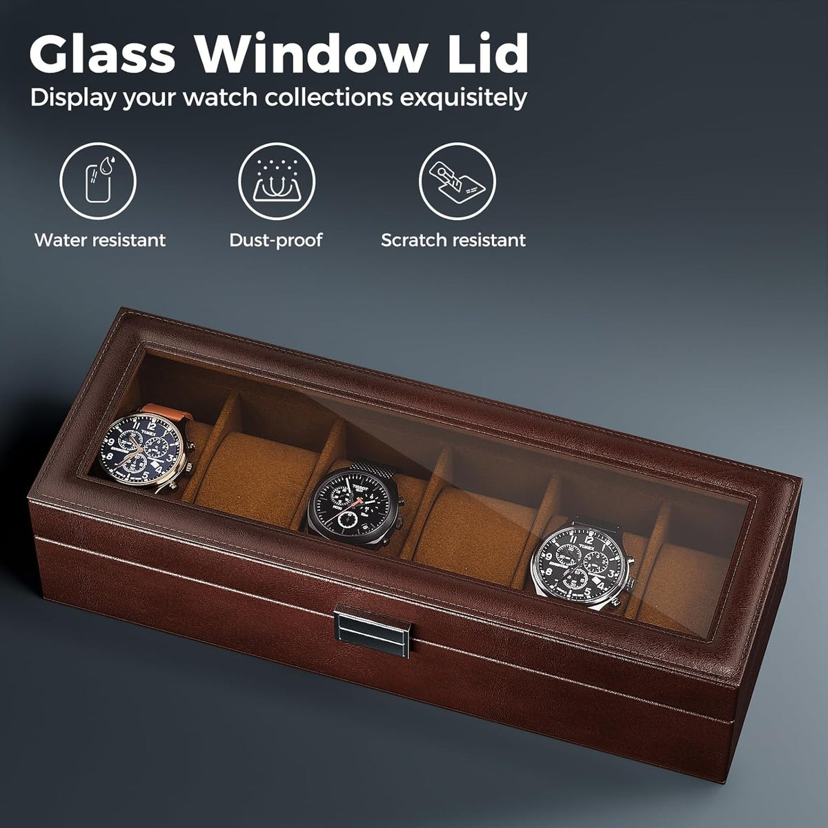 Watch Box with Glass Lid, 3-18 Slots PU Leather Watch Storage Organizer & Display Case | ProCase
