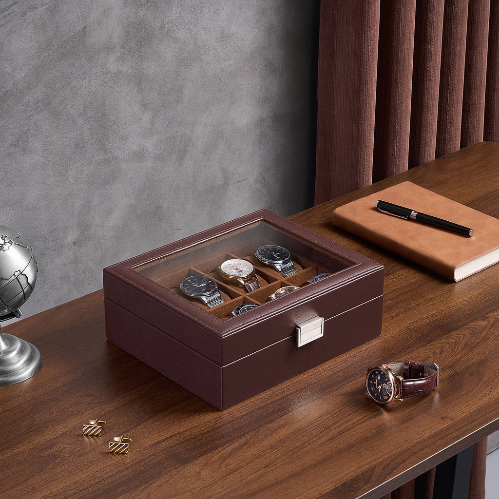 Watch Box with Glass Lid, 3-18 Slots PU Leather Watch Storage Organizer & Display Case | ProCase