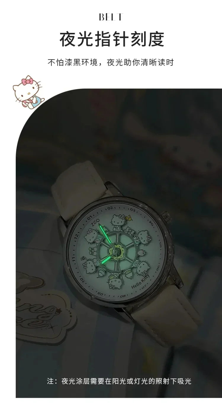 ZGO X Sanrio Watch Clock Fashion Quartz Watch Rotate The Dial