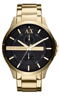 Armani Exchange Hampton AX2122 Men's Chronograph Watch – Black Dial with Gold Stainless Steel Strap