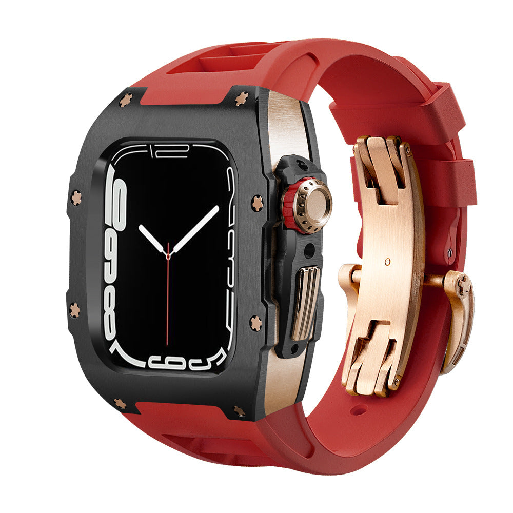 RM Series Fluororubber Band Stainless Steel Case Retrofit Kit For Apple Watch