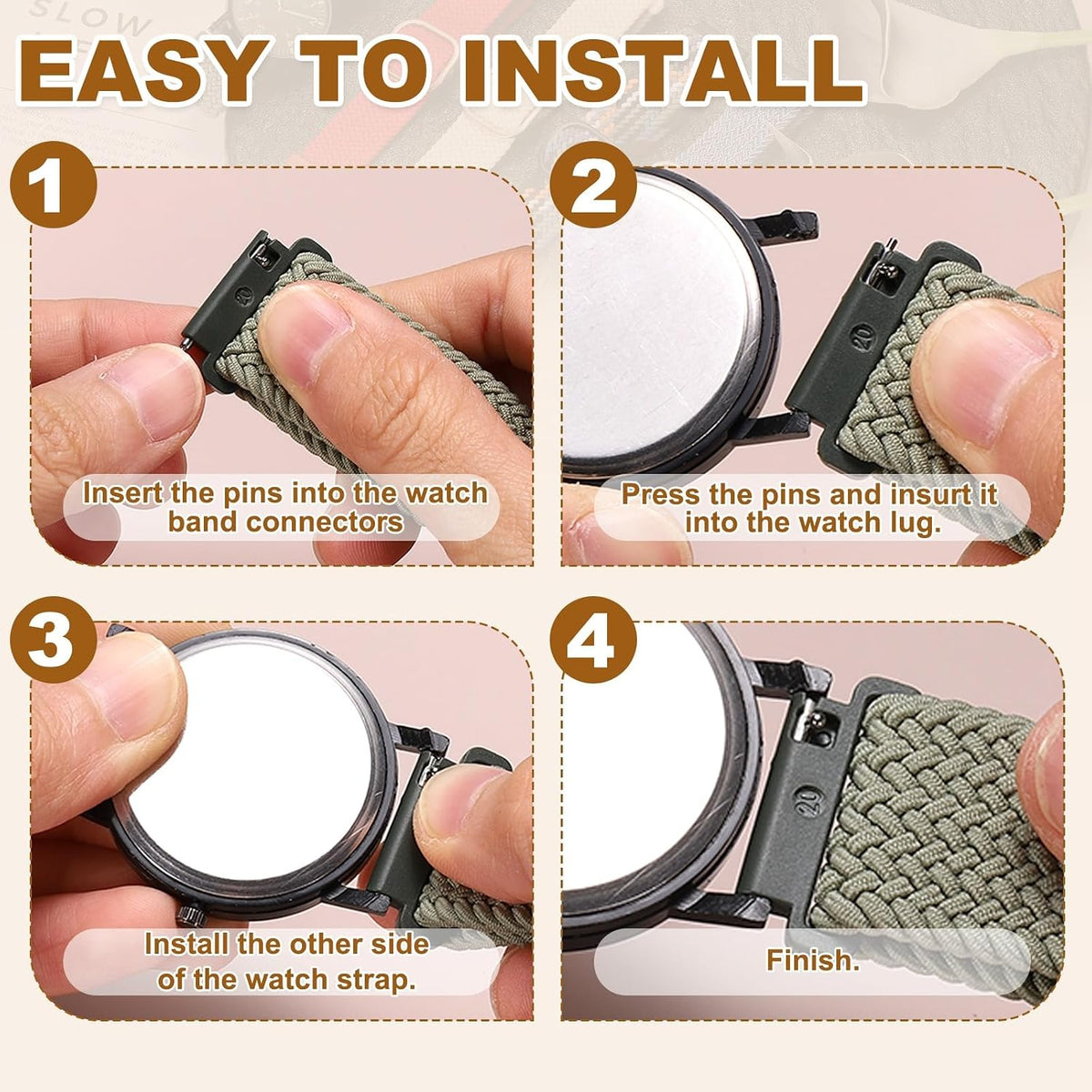 HARFINGTON Nylon Watch Band Quick Release Watch Straps Replacement Bands for Men Women with Magnet Buckle