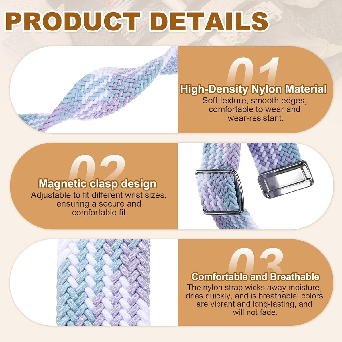 HARFINGTON Nylon Watch Band Quick Release Watch Straps Replacement Bands for Men Women with Magnet Buckle