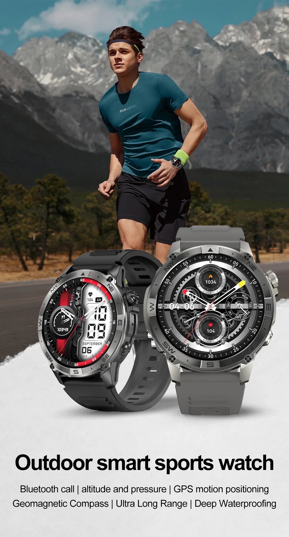 AMOLED Smart Watch - North Edge - GPS Smartwatch