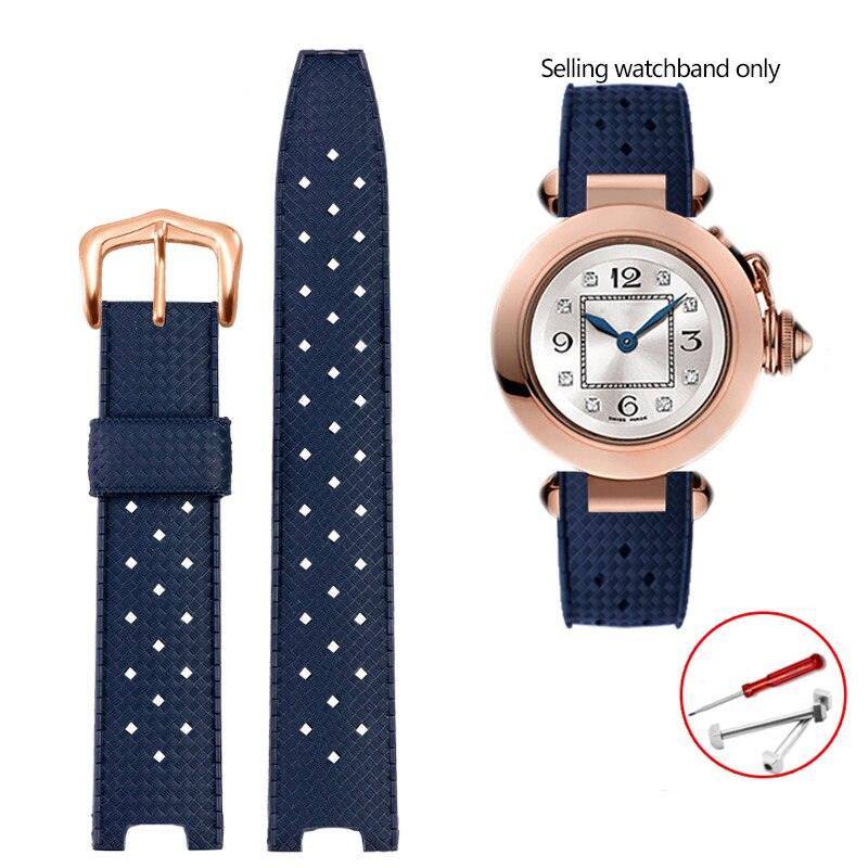 Rubber Silicone Notched Strap for Cartier Pasha