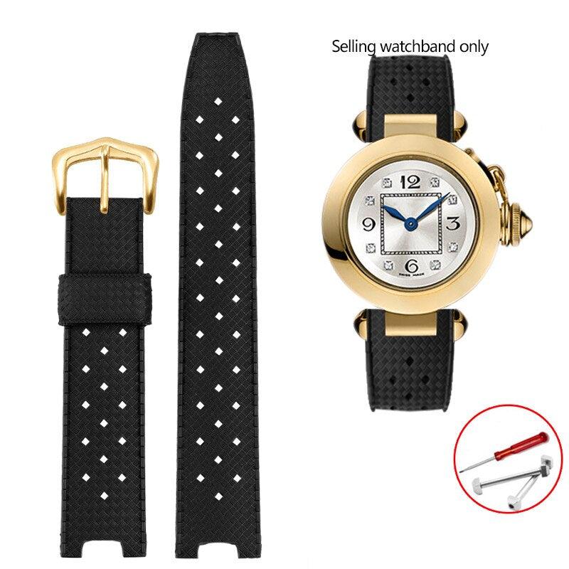 Rubber Silicone Notched Strap for Cartier Pasha