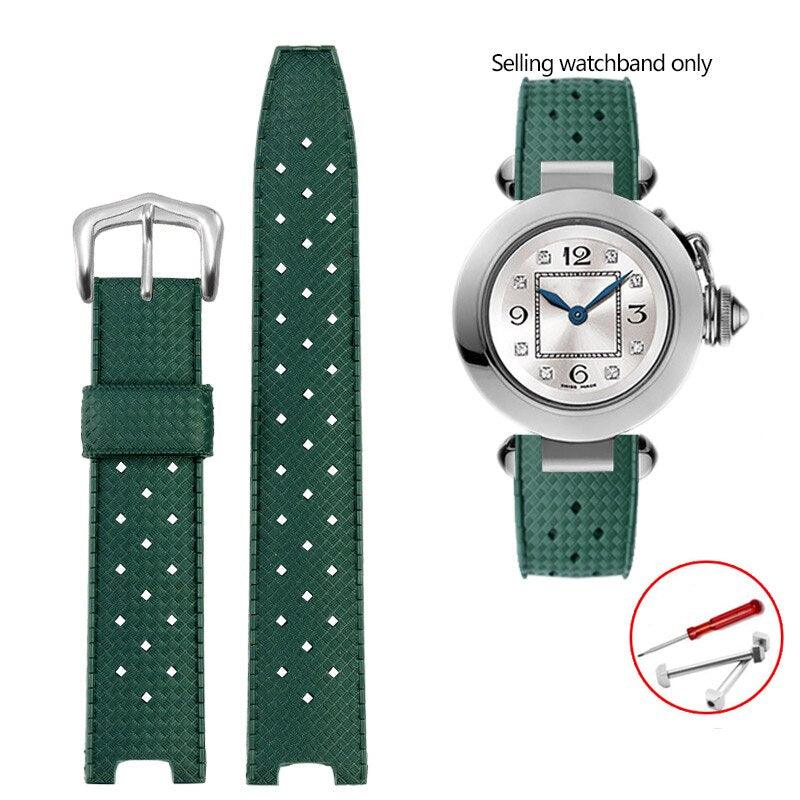 Rubber Silicone Notched Strap for Cartier Pasha