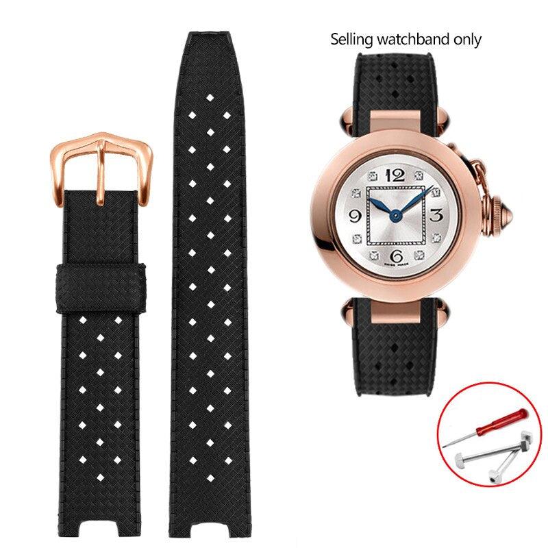 Rubber Silicone Notched Strap for Cartier Pasha